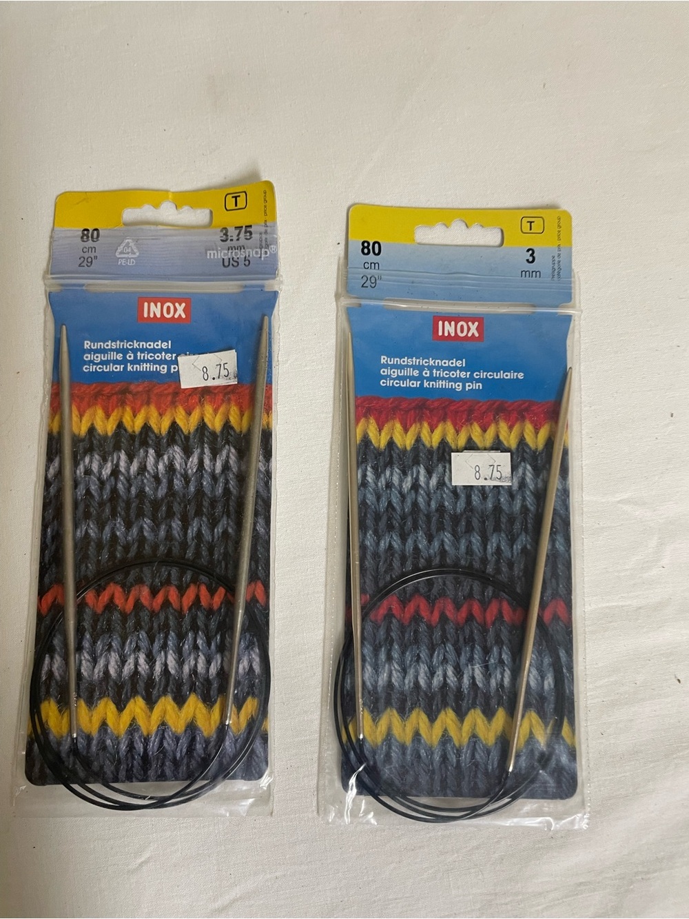 INOX 80 cm 29 inches Circular Knitting Needles - Black Cable, Silver Tips